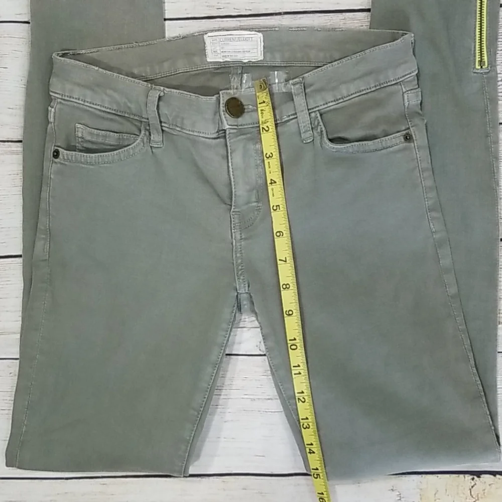 Current/Elliott Olive Green Skinny Ankle Zip Jeans